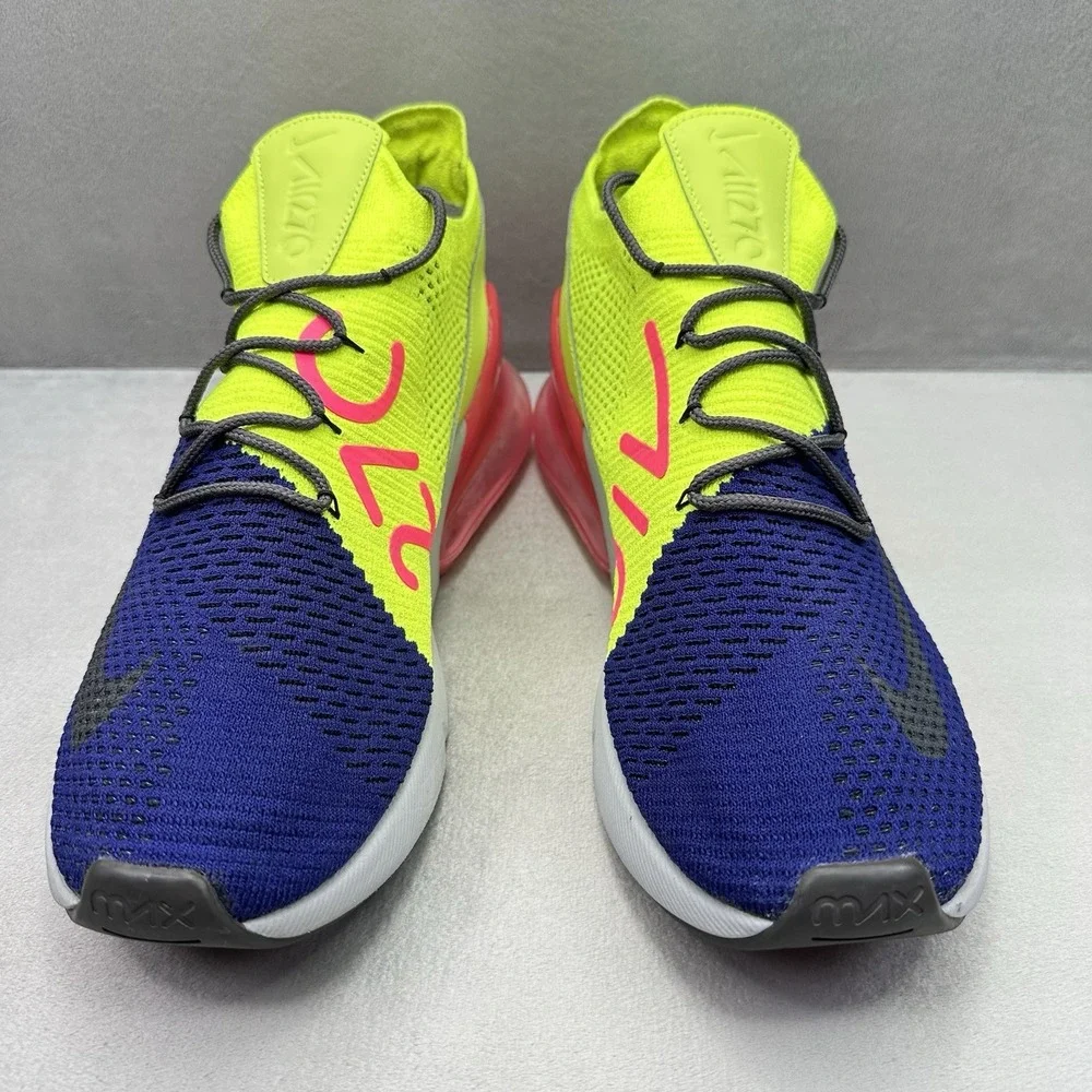 Nike Air Max 270 Flyknit Mens Size 11.5 Shoes Regency Purple Volt Casual Sneaker
